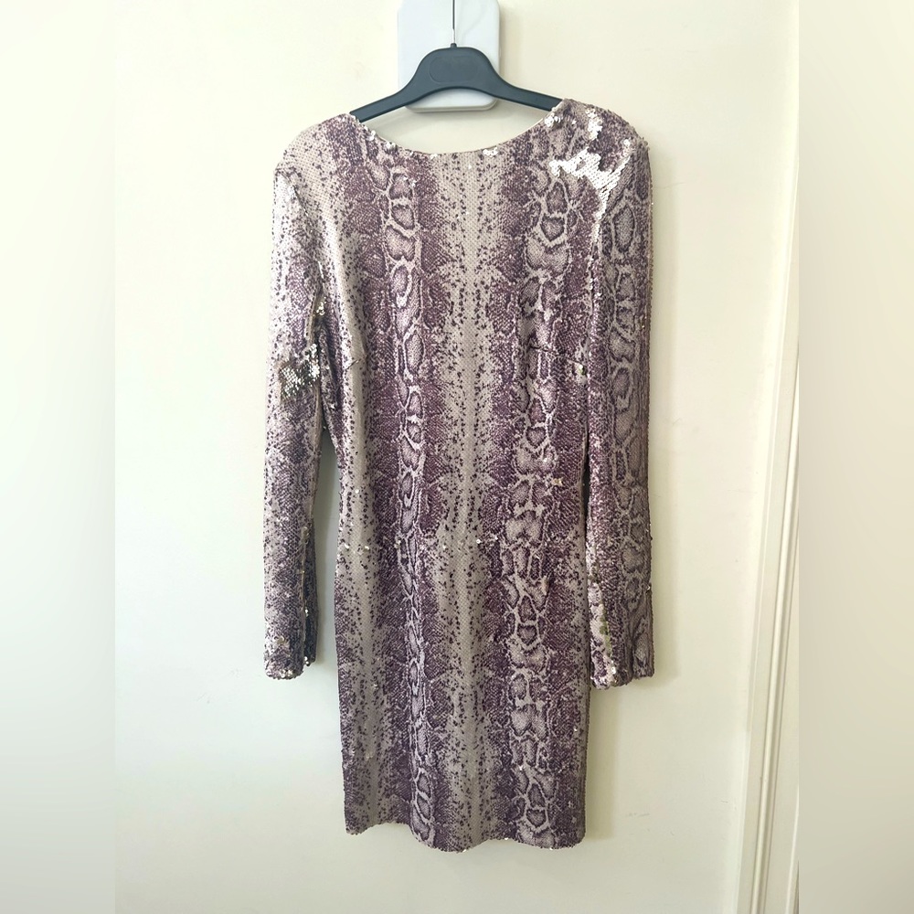 Dress the Population sequins cheetah stretchy MEDIUM dress NWT low back